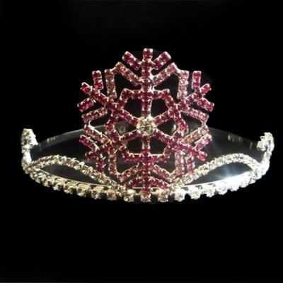 China Wholesale Design Tiara Pageant Crown Custom Pageant Rhinestone Snowflake Crowns for sale