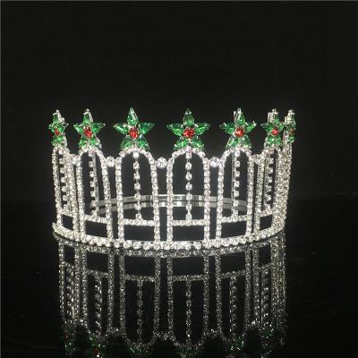 China Wholesale Custom Crown Crystal Tiara Star Shape Rhinestone Comb Rhinestones Miss World Accessories Green Pageant Accessories for sale