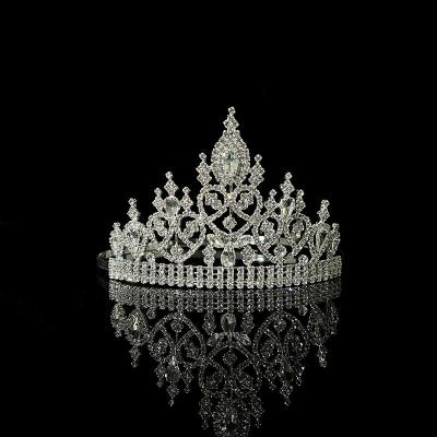 China White Beauty Crystal Tiara Rhinestone Crown Rhinestones Wholesale Pageant Pageant Crown Tiara for sale