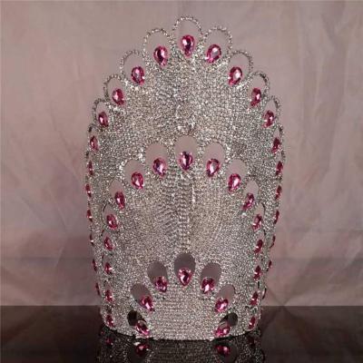 China Rhinestone Crystal Beauty Large Adjustable Pageant Band Large Pageant Crown Tiara for sale