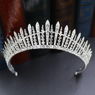 China Crystal Diadem Prom Headdress Bridal Hair Jewelry Tiara Luxury Rhinestones Tiara Queen Head Accessories Pageant Crown For Women for sale