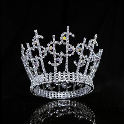 China Wholesale Custom Full Round Rhinestone Crown Rhinestone Pageant Flower Pageant Crown Crystal Circle Tiara for sale