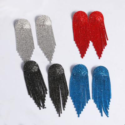 China Blue Red Women Crystal Tassel Multicolor Earrings Fashion Accessories American Black TRENDY Design Good Shape Jewelry Earrings for sale