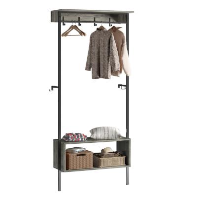 China BESTIER Multifunctional Convertible 3-in-1 Coat Rack Shoe Bench Hall Tree with Storage Shelf for Entryway for sale