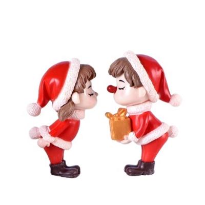 China Europe BESTIER Cartoon Plastic PVC Mini Cartoon Santa Statues Xmas Gift Ornament For Kid Baby for sale