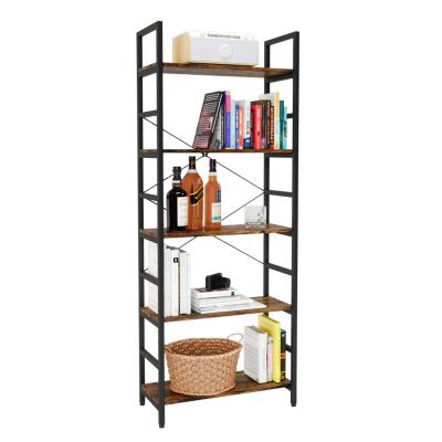 China 5 Tier Wood Panel Stocked With Stainless Steel Frame Storage Racking Shelving Unit Stacking Racks For Home Office School for sale