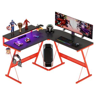 China BESTIER Gaming Desk Home Office Convertible Computer Desks L Shaped With Large Round Corner Monitor Stand Workstation Computer Desk for sale