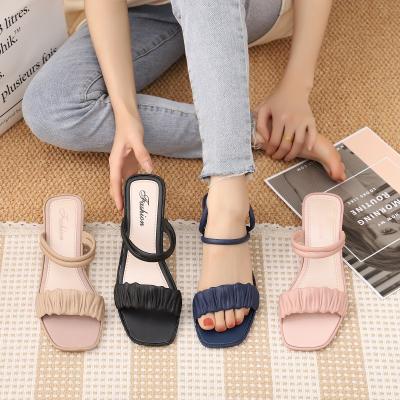 China Anti-odor 2022 new summer female high heels sandals and mid women's pumps of the latest slippers platform bulky heels for sale