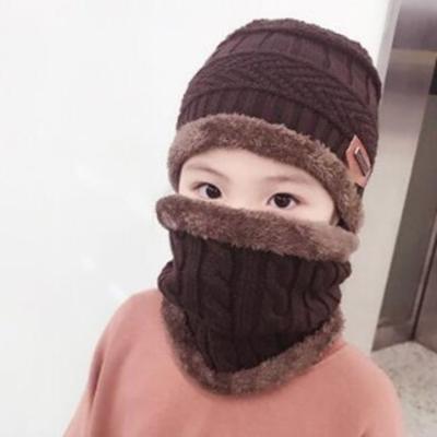 China 2pcs Winter COMMON Hat Knitted Beanie Balaclava Wool Hat And Scarf For Girls And Boys Kids Ski Hat Cap for sale