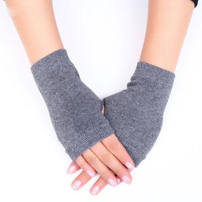 China Keep Warm Fingerless Winter Women Knitted Arm Gloves Soft Solid Mittens Mittens for sale