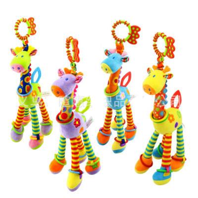 China Soft Stuffed Baby Toys Baby Deer Crib Mobile Hanging Rattle Toys Giraffe with Bell Ring Infant Teether Toys Christmas Gift for sale