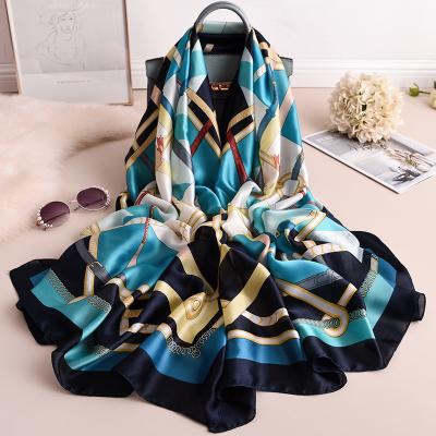 China Wholesale Long 2020 New Design Scarfs Nepal Silk Scarf Classic Chain Print Luxury Pattern Silk Scarf Neck Blanket For Women for sale