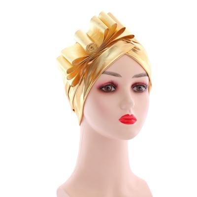 China Wholesale 2021latest Character Gele Nigerian Women's Turban Wraps Fashion Shiny Elastic Hijab Hat African Style for sale