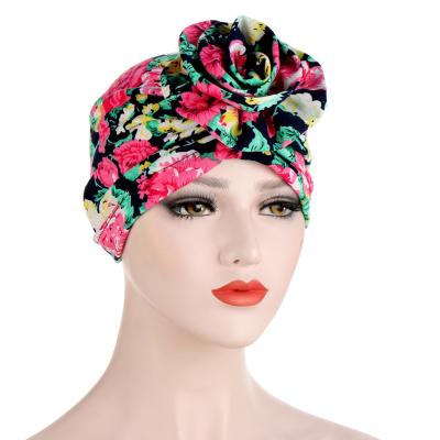 China Character Wholesale 2020 New Design Floral Hijab Covers Stretch Fashion Women Floral Printed Muslim Hat for sale