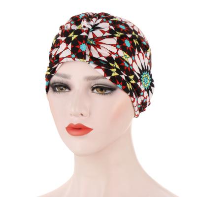 China 2020 Newest Wholesale Ladies Muslim Turban Hijab Hat Fashion Custom Character Printed Elastic Women Muslim Hat for sale