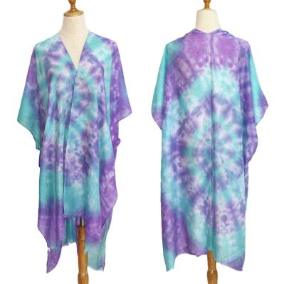 China 2021 Latest Ladies Beach Wear Summer Elegant Wholesale Fashion Breathable Tie Dye Woman Beach Dress Squishy Cover for sale