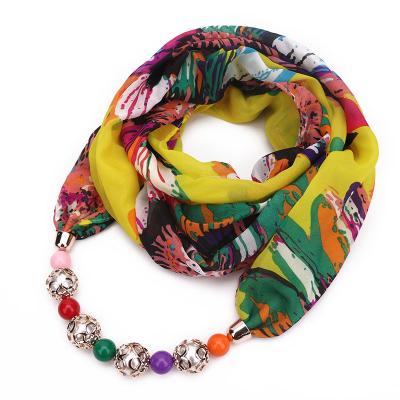 China 2019 Wholesale Newest Bohemia Women's Jewelry Scarf Dangling Wrap Chiffon Scarf Necklaces Fashion Pattern Chiffon for sale