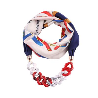 China 2019 Newest Wholesale 2019 Chiffon Chiffon Infinity Scarf High Quality Custom Print Ladies Scarf With Jewelry Pendant for sale