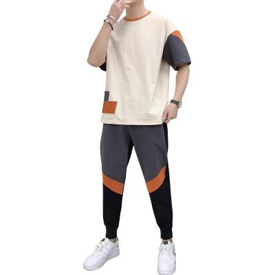 China Korean fashion youth of summer anti-pilling short sleeve men's casual suit T-shirt nine-minute pants suit for sale