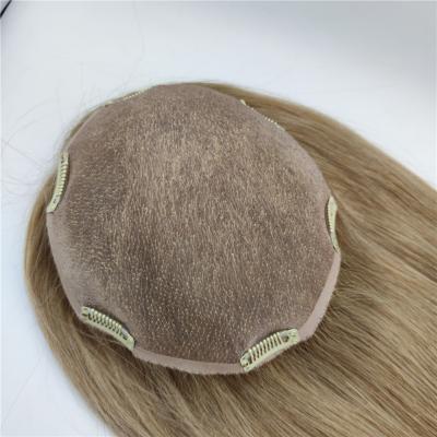 China Evermagic Mono Balayage Custom Highlight Base Blonde Color With PU Round Topper For Hair Thinning Women for sale