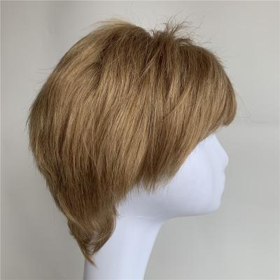 China Silky Straight Short Brown Color Wave Mono Top With Monofilament Opean Weft Medical Human Hair Wigs for sale