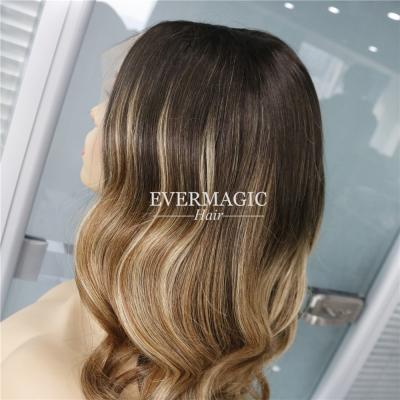 China Custom Luxury Ash Blonde Color Full Lace Wigs Balayege Silky Straight Lace Front Wigs Low Silk Top Wigs for sale