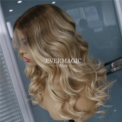 China Luxury blonde hair color Balayege ash wave wigs full lace wigs top vrigin silky straight silky bottom lace front wigs for sale