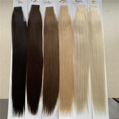 China Hot Selling Silky Straight Wave Double Drawn Virgin Hair Invisible Tape Hair Extensions for sale