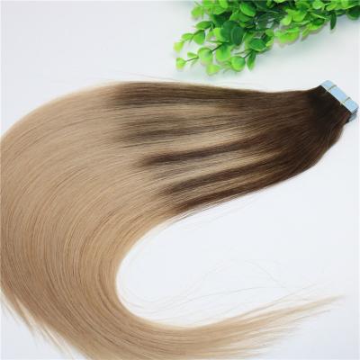 China Wave #4/18 Ash Blonde Tape Weft Tape Hair Extensions Balayage Ombre Silky Straight PU Hair In Highlights Hair Extensions for sale