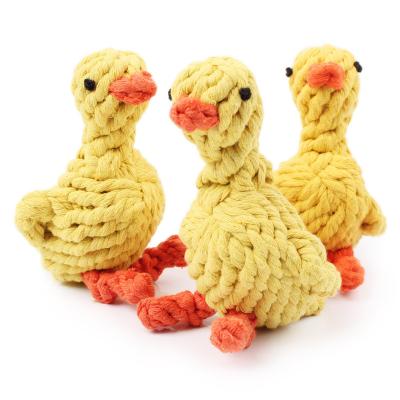 China Custom Durable Eco-Friendly Duck Shaped Braided Rope Dog Unbreakable Pet Toy At Top Quality HY Viable for sale