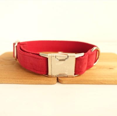 China HY 2021 Newly Designed Viable Dog Collar Red Velvet Pattern Casual Style Adjustable Dog Collar for sale