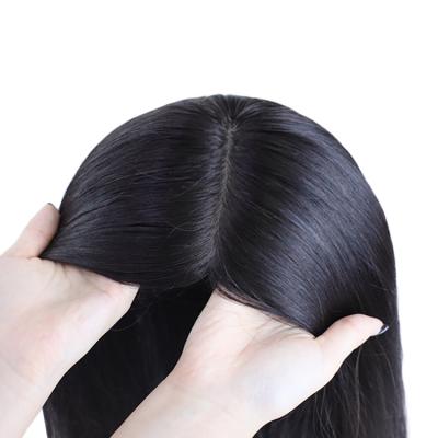 China Fast Shipping Women Topper Human Hair In Stock Topper Silk Top For Hair Loss Women 100% Virgin Human Hair Women for sale