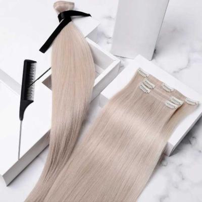 China 10PCS 100% Silky Straight Wave Clip In Human Hair For White Women Cuticle Aligned Brazilian Clip In Hair Extensions for sale