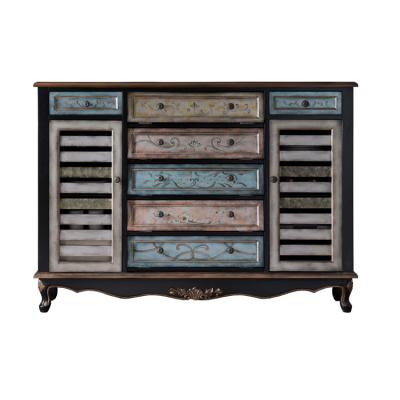 China Hand Painted Expandable Classical Antique Furniture Shoe Rack Position Closet Cabinet Shoe Cabinet For Living Room for sale