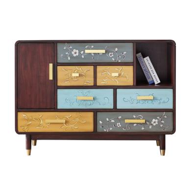 China New Design Accent Furniture Hand Painted Drawers Living Room Bedroom Extendable Bombay Wood Cabinet for sale