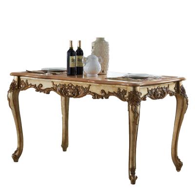 China Luxury European Style Extendable Carving Rectangle Kitchen Wood Dining Table Set For Dining Room Furniture for sale