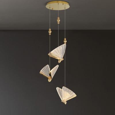 China ST-5109-3 LED post-modern decorative transparent butterfly pendant lamp for dining room. for sale