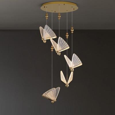 China ST-5109-5 Postmodern Exquisite Art Butterfly Shaped Decorative Led Stairs Wedding Chandelier. for sale