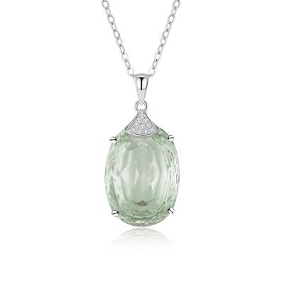 China FASHIONABLE Natural Crystal Cubic Zircon Inlay 925 Sterling Silver Women Pendant Necklaces Gemstone 7CT Green Jewelry from YBO for sale