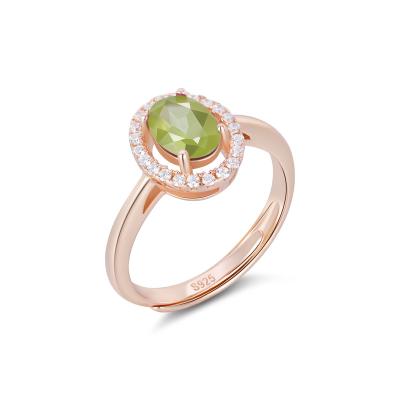 China Fashionable Wholesale Bulk Natural Jewelry Women Rose Gold Plated Resizable Gemstone Amethyst Peridot Rings from YBO for sale