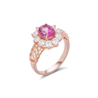 China YBO TRENDY Rings Rose Gold Plated Natural Stone 925 Sterling Silver Pink Topaz Gem Stone Rings Jewelry Women for sale