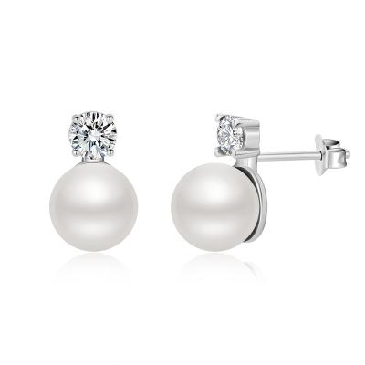 China YBO TRENDY fashion to Sterling Silver 925 8-9MM natural freshwater pearl good jewelry stud earrings women for sale