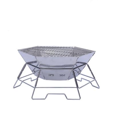 China Folding Storage Charcoal Picnic Barbecue Rack 304 Stainless Steel Camping Folding Item Storage Function Original Brush Outdoor Hair Products for sale