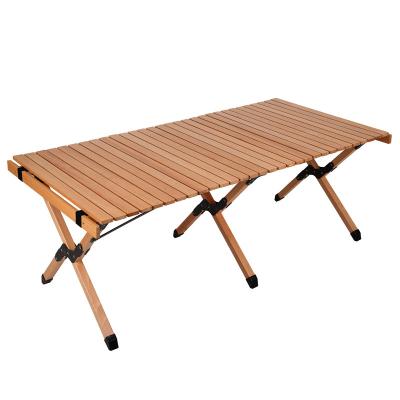 China China Hot Sale Beech Portable Solid Wood Chicken Wheels Outdoor Camping Folding Table Factory Direct Wholesale for sale