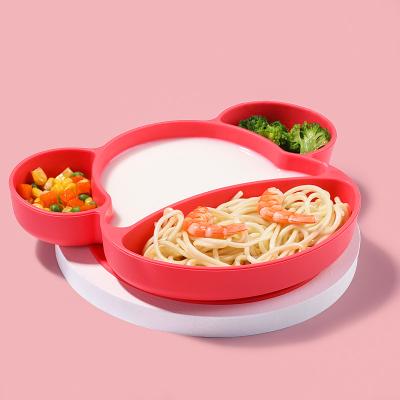 China Phthalate Aibedo Non Slip Silicone Cartoon Baby Toddler Divider Non Taste Suction Dish for sale