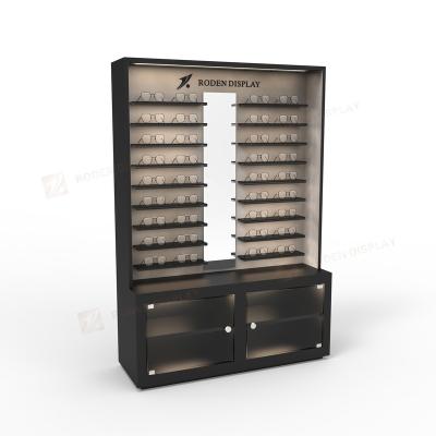 China Eyewear Display Wooden Eyewear Showcase LED Lighting Sunglasses Display Cabinet Fashion for sale