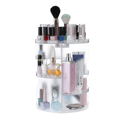 China Environmentally Friendly Acrylic Cosmetic Display Stand 360 Degree 3 Layer Rotating Makeup Organiser for sale