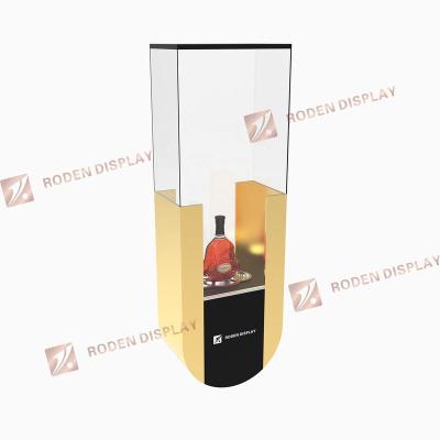 China Exhibition Hall Wall Mounted LED Whisky Display Showcase Store Promotion Glass Bottle Display Showcase for sale