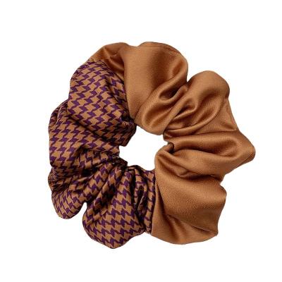 China Natural and Fresh Hot Sale Satin Hair Scrunchies Elastic Hair Ties Cloth Solid Colors Elastic Rubber Hair Ties for sale