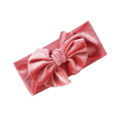 China Polyamide natural and cool color velvet baby hair accessories comfortable wide bow hair band. for sale